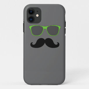 FUNNY MUSTACHE GREEN SUNGLASSES iPhone 11 CASE