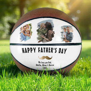 Funny Mustache Happy Father's Day 3 Photo Basketball