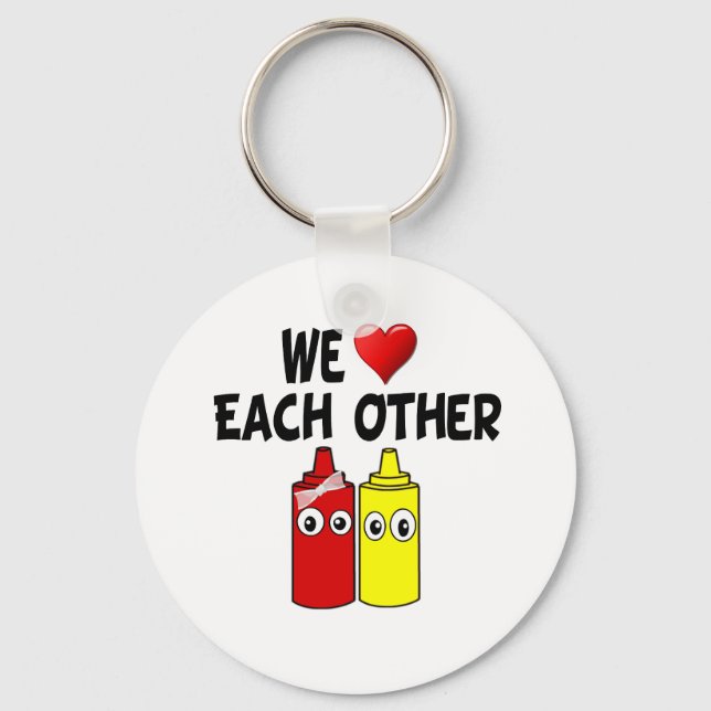 Funny Mustard Ketchup Couple Key Ring (Front)