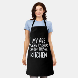 Funny My Abs Made in Kitchen  Personalised Black Apron