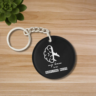 Funny My Brain is on Airplane Mode Coworker Simple Key Ring