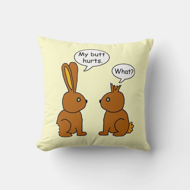 Funny My Butt Hurts Bunnies brown Cushion (Front)
