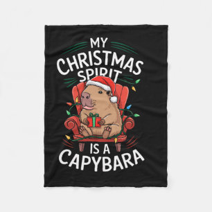 Funny My Christmas Spirit Capybara Matching Ugly M Fleece Blanket