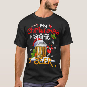 Funny My Christmas Spirit Is Beer Lovers Drinkers T-Shirt