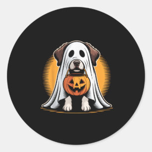 Funny My Dog Is My Boo Halloween Ghost Dog Men Wom Classic Round Sticker