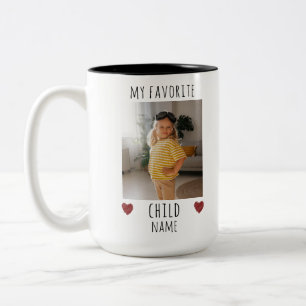 Funny My Favorite Child 2 Photo & Name Custom Two-Tone Coffee Mug