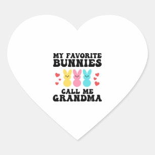 Funny My Favourite Bunnies Call Me Grandma Mother Heart Sticker