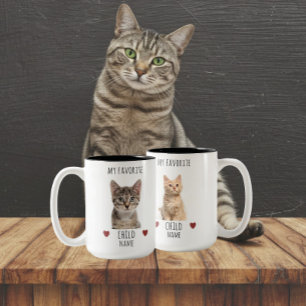 Funny My Favourite Child 2 Photo Custom Cat Name Two-Tone Coffee Mug