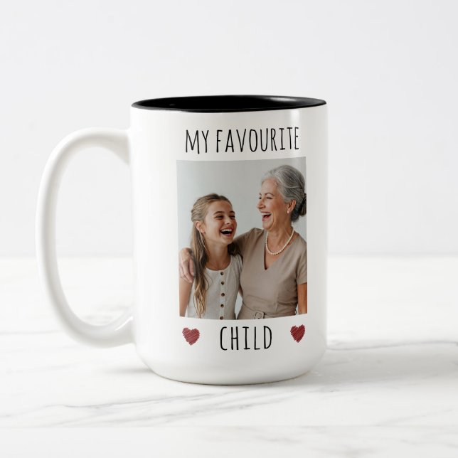 Funny My Favourite Child 2 Photo Custom Two-Tone Coffee Mug (Left)