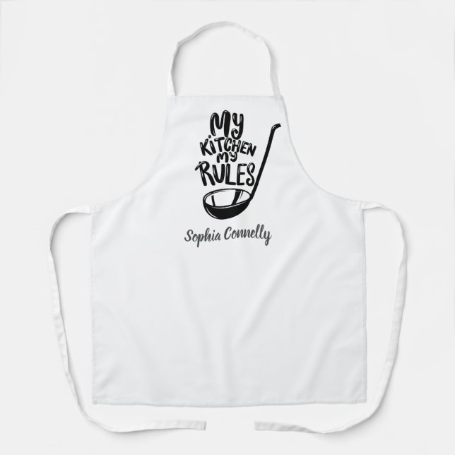 Funny My Kitchen My Rules Custom Text and Colour Apron (Front)