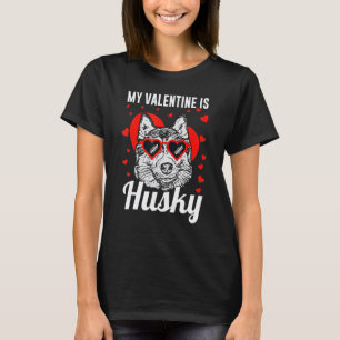 Funny My Valentine Is Husky Valentines Day Pet Dog T-Shirt