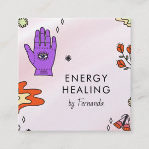 Funny Mystic Pattern Energy Healing Psychic Witch  Square Business Card