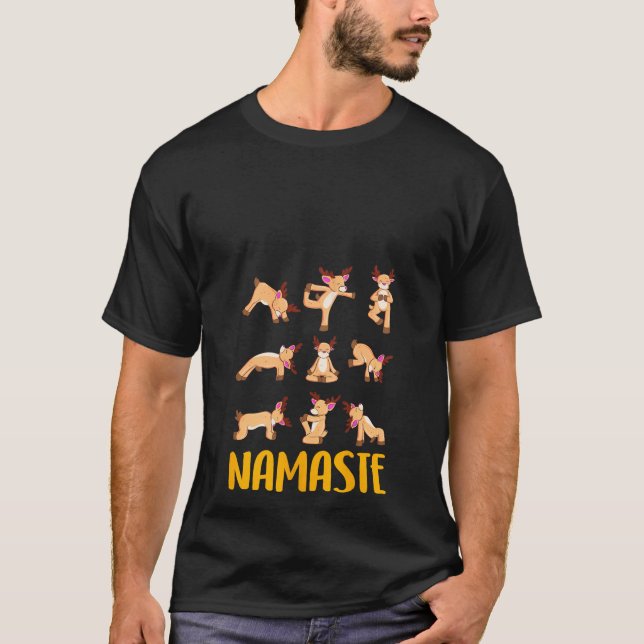 Funny Namaste Christmas gift reindeer yoga t Tank  (Front)