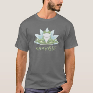 Funny Namaste Yoga Poses Frog Buddha Flower Symbol T-Shirt