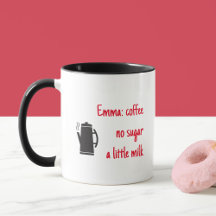 Funny name and instructions for coffee