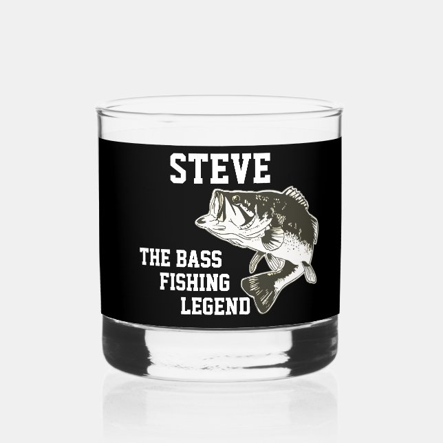 Funny Name Bass Largemouth Bass Legend Sports Whiskey Glass (Front)