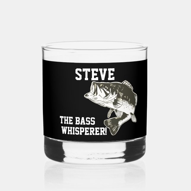 Funny Name Bass Largemouth Bass Whisperer Whiskey Glass (Front)