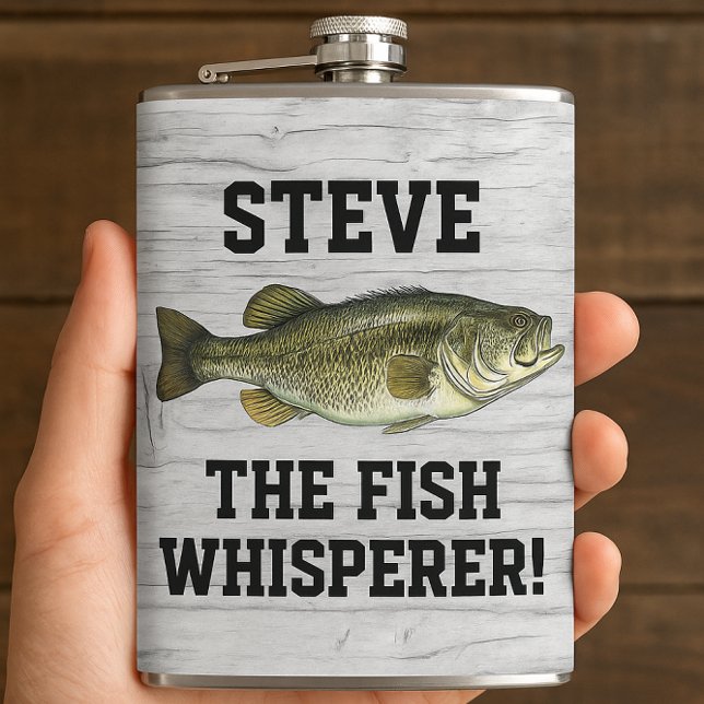 Funny Name Fishing Legend Largemouth Bass Sports Hip Flask (Fishing Flask Largemouth Bass Gifts for Bass Fisherman)