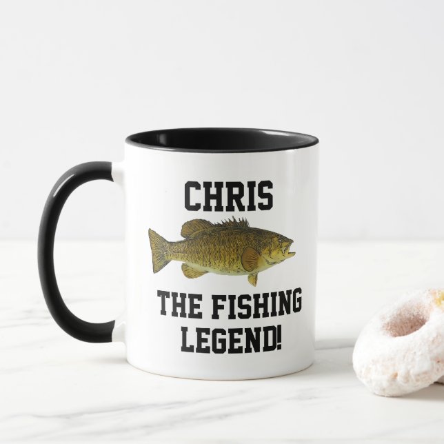 Funny Name Fishing Legend Smallmouth Bass Sports Mug (With Donut)