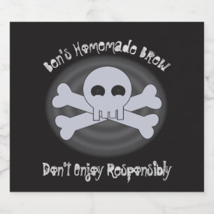 Funny Name Homemade Beer Skull Black Brew Beer Bottle Label