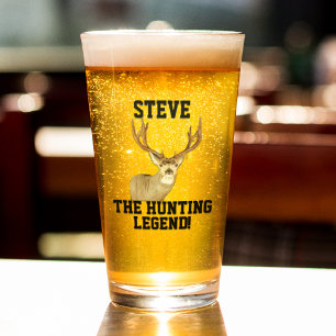 Funny Name Hunting Legend Mule Deer Antlers Glass