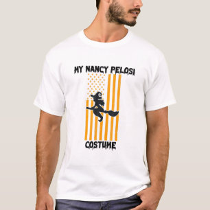 Funny Nancy Pelosi Costume Flying Witch Flag Hallo T-Shirt
