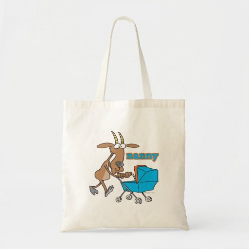 funny nanny goat pushing stroller cartoon Tote Bag - 9.70 funny nanny goat pushing stroller cartoon Tote Bag