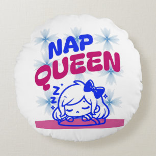 Funny Nap Decor for Bedroom & Couch Round Cushion