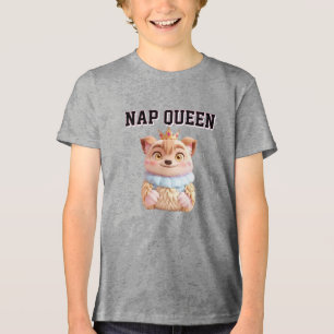Funny “Nap Queen” Sleepy Animal Design Tri-Blend Shirt