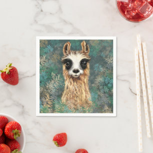 Funny Napkins with Curious Baby Llama