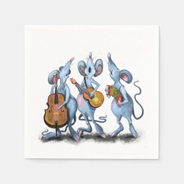 Funny Napkins with Mouse Music Band - Customisable (Front)