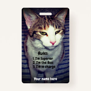 Funny narcissist boss cat ID badge
