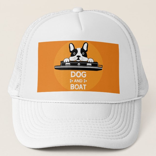 Funny Narrowboats Dogs British Canals Trucker Hat (Front)