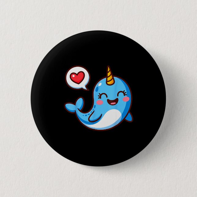 Funny Narwhal Art For Men Women Kids Narwhal Lover 6 Cm Round Badge (Front)
