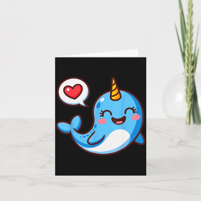 Funny Narwhal Art For Men Women Kids Narwhal Lover Card (Front)