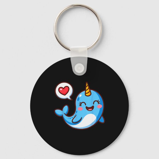 Funny Narwhal Art For Men Women Kids Narwhal Lover Key Ring (Front)