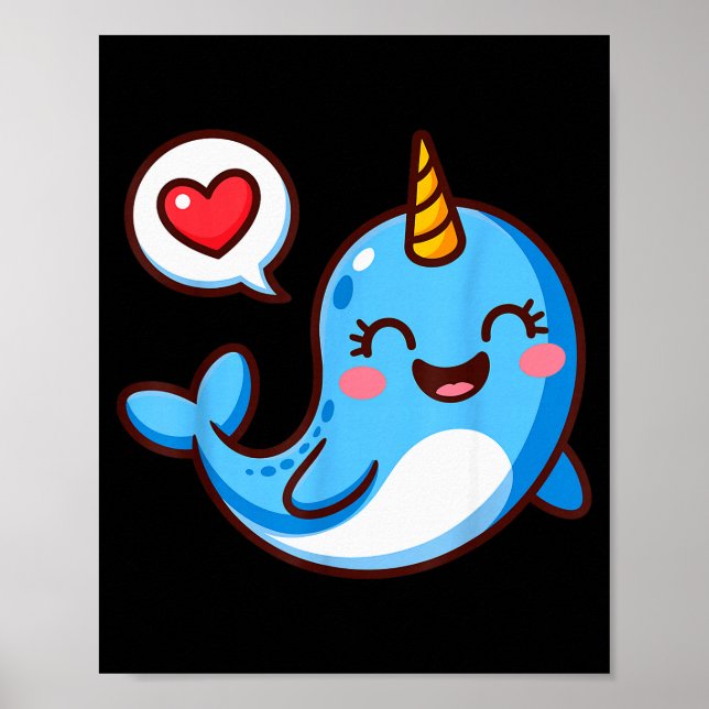 Funny Narwhal Art For Men Women Kids Narwhal Lover Poster (Front)