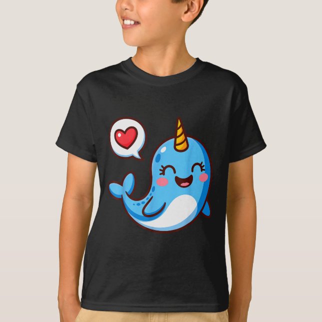 Funny Narwhal Art For Men Women Kids Narwhal Lover T-Shirt (Front)