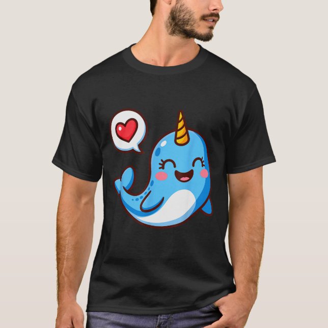 Funny Narwhal Art For Men Women Kids Narwhal Lover T-Shirt (Front)