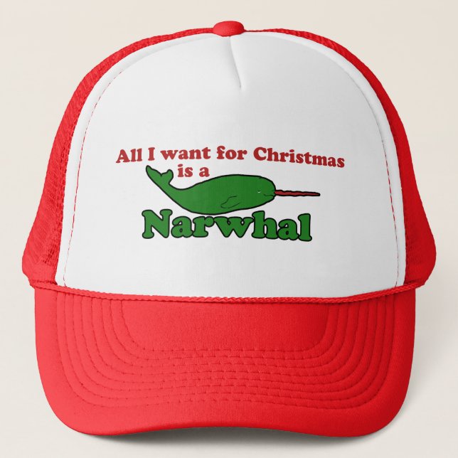 Funny Narwhal Christmas Trucker Hat (Front)