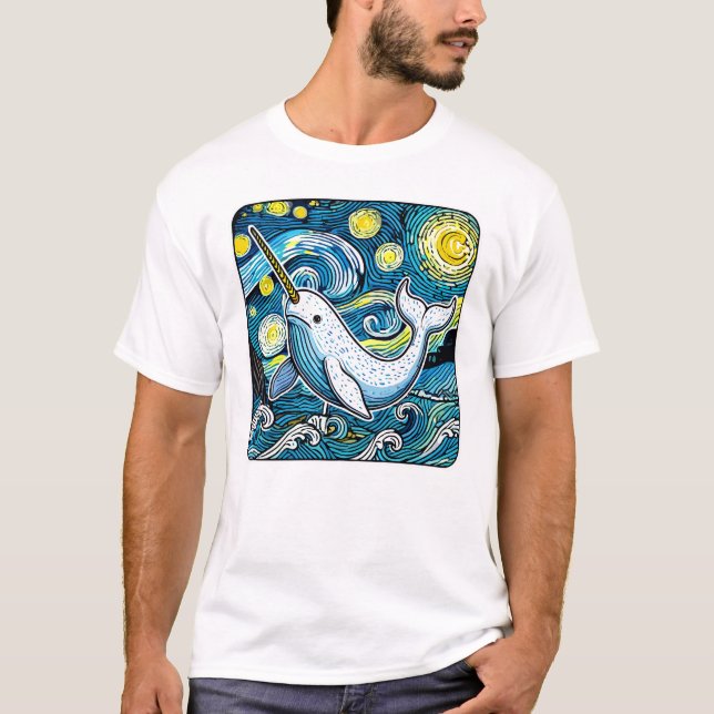 Funny Narwhal Expressionism T-Shirt (Front)