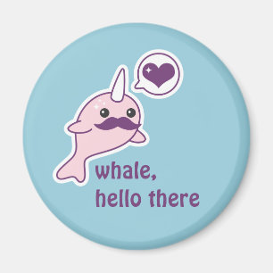 Funny Narwhal with Moustache Magnet