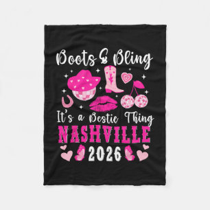 Funny Nashville Besties Trip 2026 Besties Vacation Fleece Blanket