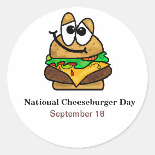 Funny National Cheeseburger Day Stickers /Name Tag