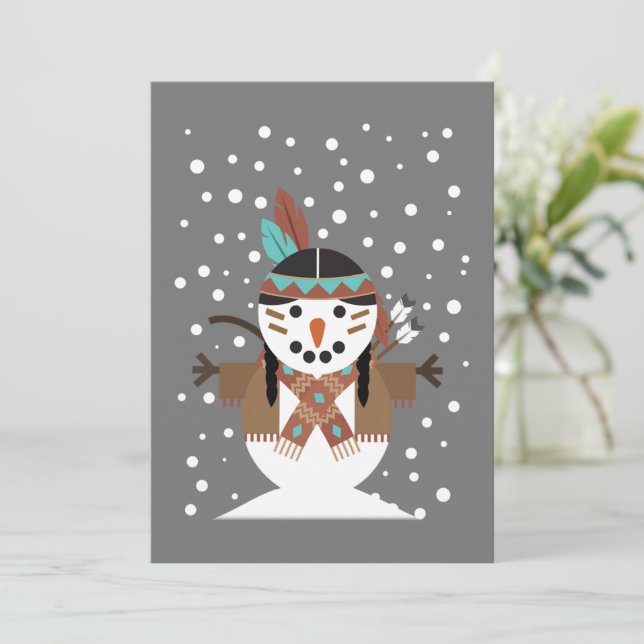 Funny Native American christmas tree decorations Invitation (Standing Front)