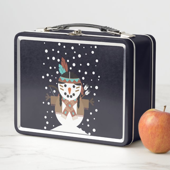Funny Native American christmas tree decorations Metal Lunch Box (In Situ)