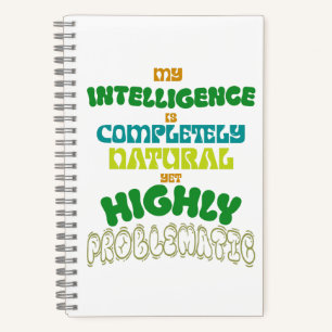 Funny Natural Intelligence Vintage Typography Notebook