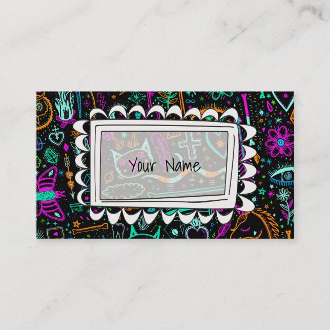 Funny Nature Of Life Sketchnotes Pattern 2 Business Card (Front)