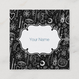 Funny Nature Of Life Sketchnotes Pattern 4 Square Business Card