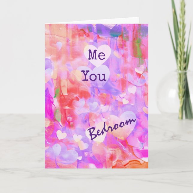 Funny Naught Valentine Watercolor Abstract Pink Holiday Card (Front)